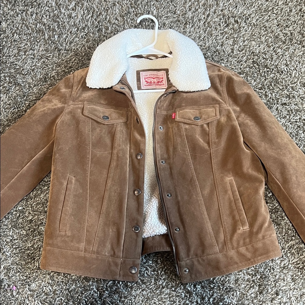 Levi's Tan Suede Jacket with Cream Sherpa Collar